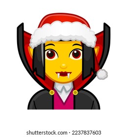 Christmas female vampire or Dracula Large size of yellow emoji face