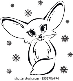 Christmas Fenek Fox Snowflakes EPS Vector Silhouette