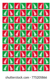 Christmas Ferns pattern red and green in A4 size