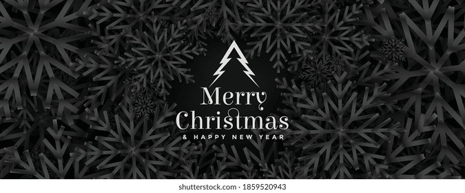 christmas festival banner with black theme snowflakes design