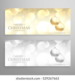 christmas festival banners or headers set in golden and silver style