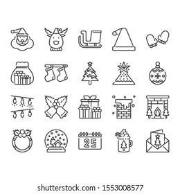 Christmas festival and holiday icon and symbol set