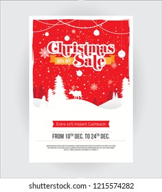 Christmas Festival Offer Poster Flyer Design Layout Template With 50% Discount Tag