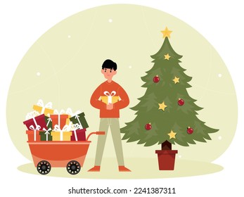 Christmas Festival Trees Creative Illustration