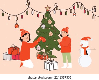 Christmas Festival Trees Creative Illustration