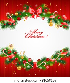 Christmas festive background with fir tree