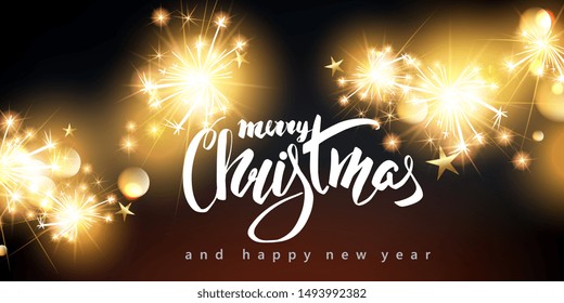 Christmas festive background with fireworks