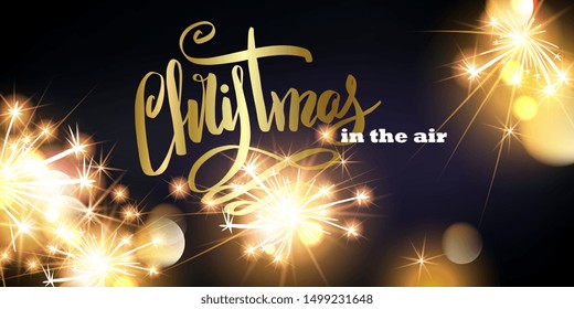 Christmas festive background with fireworks