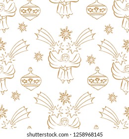 Christmas festive background let you create christmas invitations, wrappers, fashion textile patterns, textures, posters, festive decorations, gifts,  wallpapers, scrapbooking. Stars, angels.