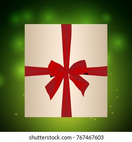 christmas festive background with sparkles, present and ribbon