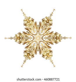 Christmas festive background. Vector illustration. Christmas snowflake of decoration on snow.