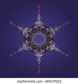 Christmas festive background. Vector illustration. Christmas snowflake of decoration on snow.