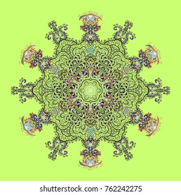 Christmas festive background. Vector illustration. Christmas snowflake of decoration on snow.