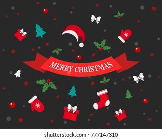 Christmas festive background. Vector illustration. Greeting card with winter holidays elements.