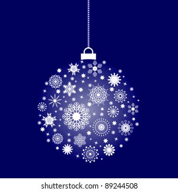 Christmas festive ball with a lot of flakes