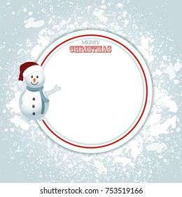 Christmas Festive Blank Border Copy Space with Snowman in Santa Hat and Decorative Text