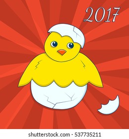 Christmas festive chicken in shell, the symbol of 2017