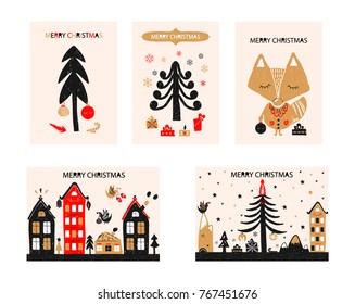 Christmas a festive collection of postcards in hand drawn style