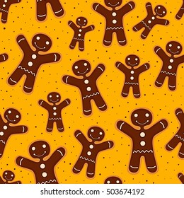 Christmas festive decoration. Seamless pattern from cookies with chocolate. Vector illustration