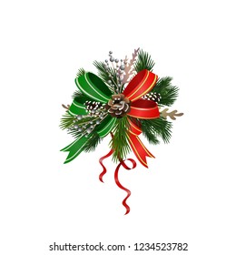 Christmas festive decoration from christmas tree branches