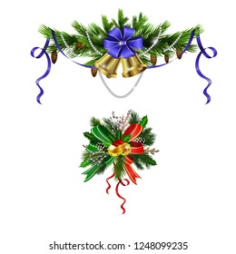 Christmas festive decoration from christmas tree branches