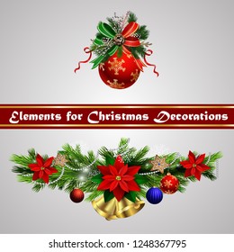 Christmas festive decoration from christmas tree branches