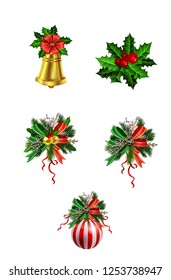Christmas festive decoration from christmas tree branches