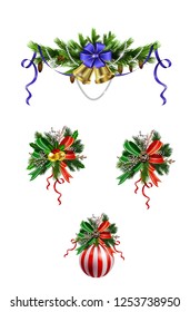 Christmas festive decoration from christmas tree branches