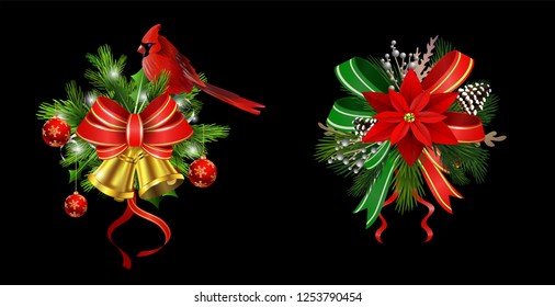 Christmas festive decoration from christmas tree branches