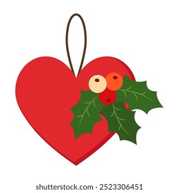 Christmas festive elements for design. Holiday Decoration toy, Christmas tree, Xmas cartoon flat style