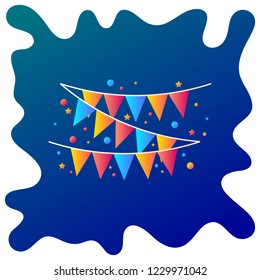 Christmas festive flags gradient flat icon with fluid background.