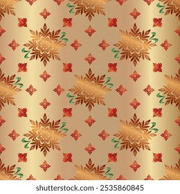 Christmas festive hand drawn colorful snowflakes seamless pattern illustration