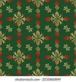 Christmas festive hand drawn colorful snowflakes seamless pattern illustration