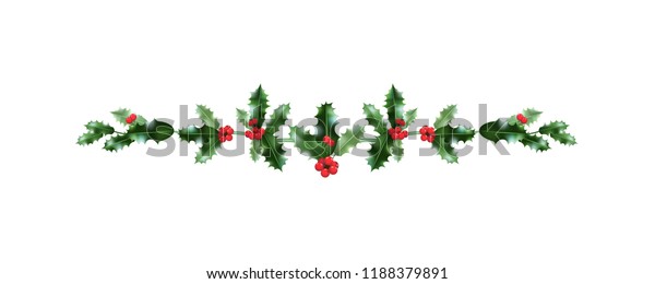 Christmas Festive Holly Decoration Holiday Nature Stock Vector