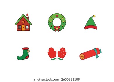 Christmas Festive Icons Collection Vector Art

