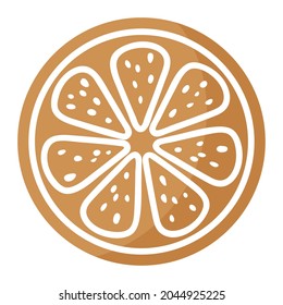 galleta de pan de jengibre de limón o rebanada de naranja de Navidad cubierta de hielo blanco. Feliz Navidad y feliz concepto de año nuevo.