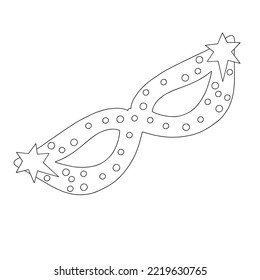 Christmas festive mask outline vector illustration, simple traditional face mask for holiday celebration, masquerade theatrical performance event