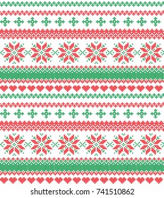 Christmas festive Norwegian knitted pattern with deer and Christmas trees