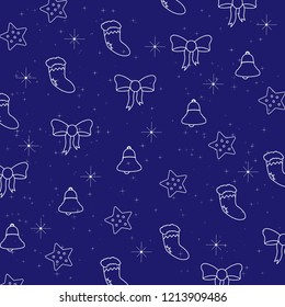 Christmas festive pattern on blue background 