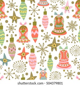 Christmas festive pattern of Christmas toys in lovely colours.