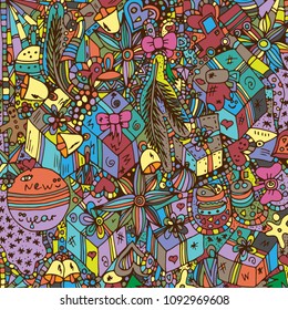 Christmas, festive pattern.Vector illustration, sketch drawn by hand