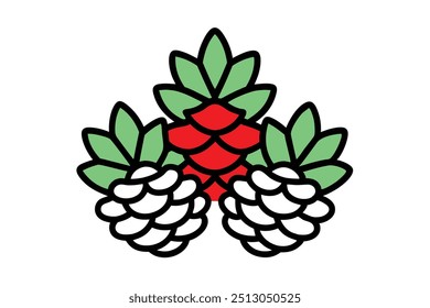 Navidades de piñas festivas línea de Vector arte, ilustración Clipart con aislado sobre fondo blanco