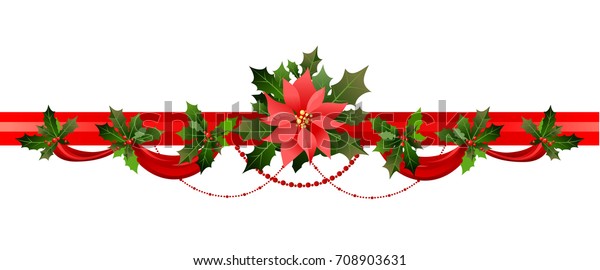 Christmas festive\
poinsettia frame. Holiday image for design banner, ticket,\
invitation or card, leaflet and so\
on.