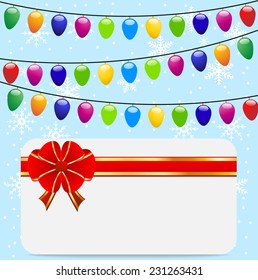 christmas festive postal and garlands,  vector  illustration