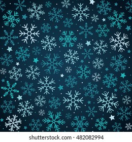 Christmas festive snowflakes seamless background