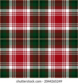 Christmas festive tartan plaid. Scottish pattern fabric swatch close-up. 