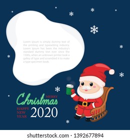 Christmas festive template. Greeting card for Christmas and New year with Santa claus