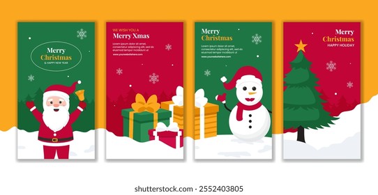 Christmas Festivity Social Media Stories Cartoon Hand Drawn Background Templates