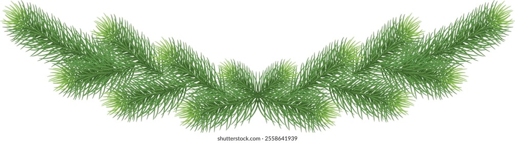 Christmas fir border with pine tree with cones and berries. Christmas garland for home decoration. vector. Eps 10