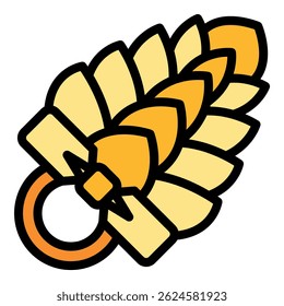 Christmas fir cone icon. Outline christmas fir cone vector icon color flat isolated